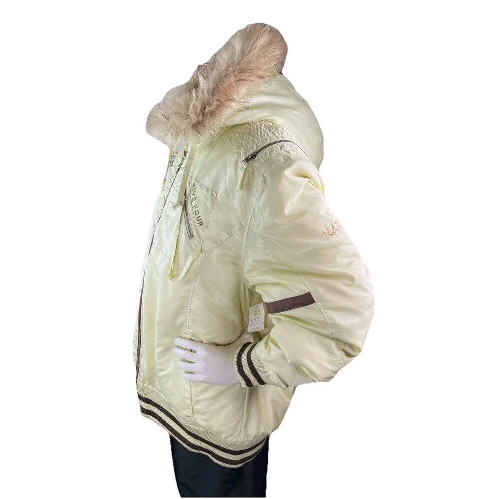 FIVE FOUR LA Down Feather Puffer Snow Ski Jacket Women Sz XXL Real Fur Trim